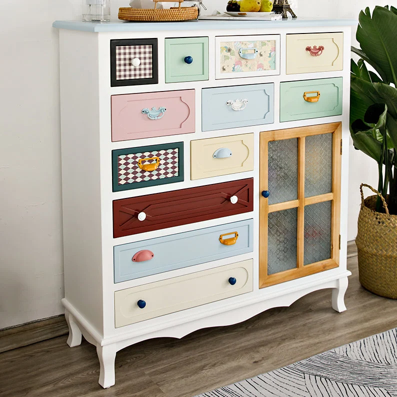 Coastal Storage Chest Dresser Manufactured Wood Dresser Drawers and Doors 31l