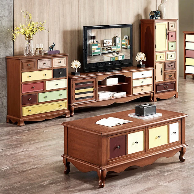 Coastal Storage Chest Dresser Solid Wood Dresser Multi- Drawers 24l