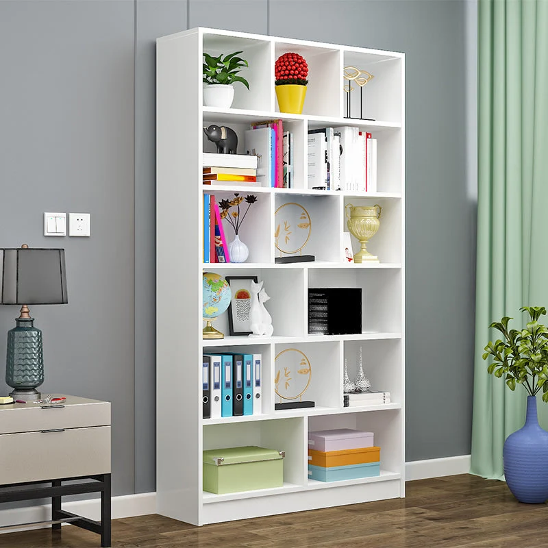 71" H X 9.5" W Contemporain Bookshelf Wooden Closed Back Bookcase Rectangular Shelves 23