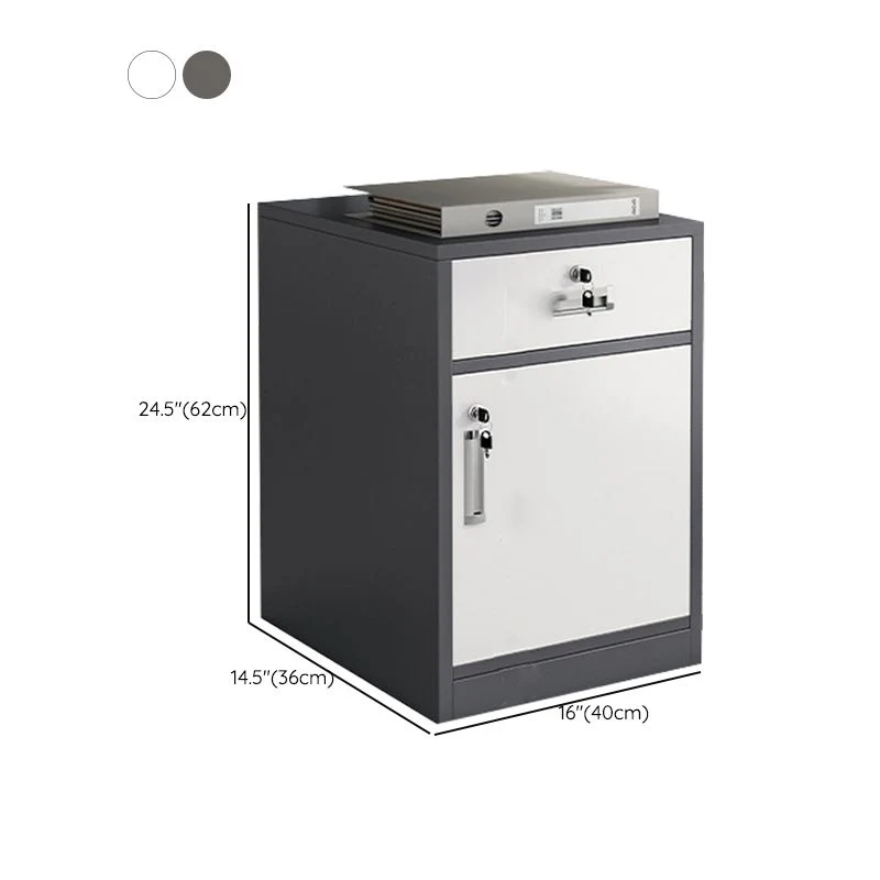 Contemporain Cabinet Steel Locking Drawers Storage Filing Cabinet Office White
