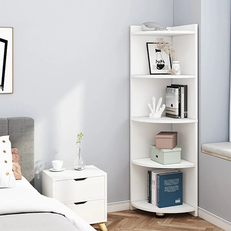 Contemporain Corner Closed Back Shelf Bookcase Engineered Wood Bookshelf Cabinets 12l