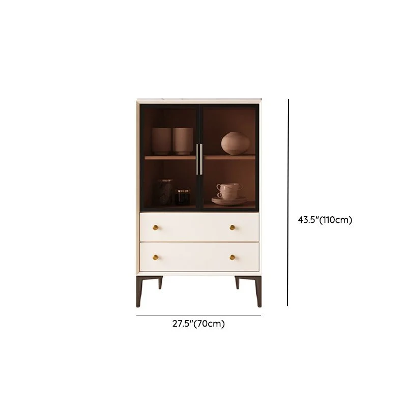 Contemporain Display Stand Faux Wood Glass Doors Display Cabinet Dining Room Https