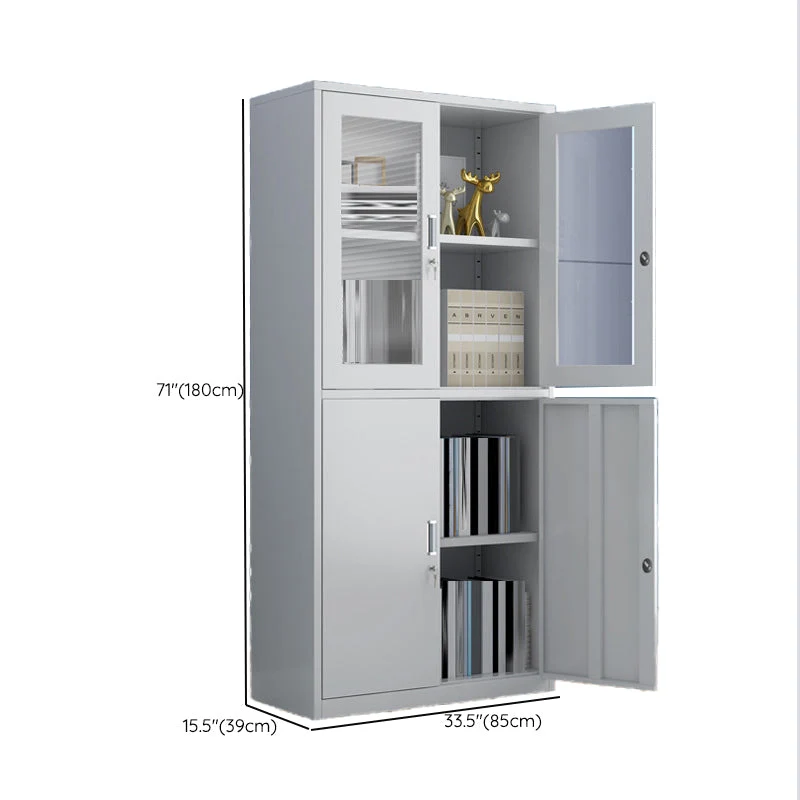 Contemporain Glass Cabinet Locking Drawers and Storage Shelves Filing Cabinet