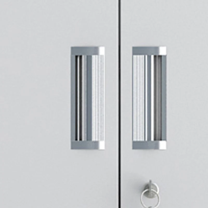 Contemporain Glass Cabinet Locking Drawers and Storage Shelves Filing Cabinet