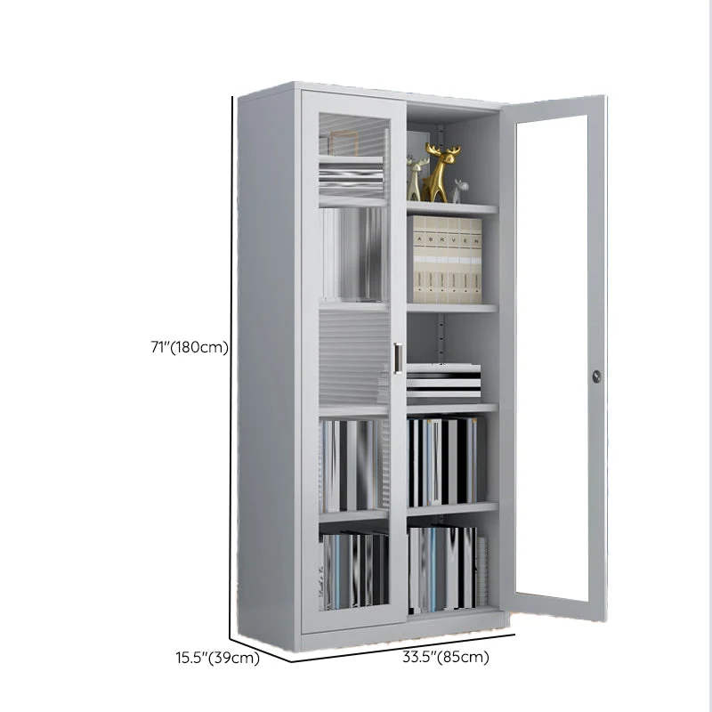 Contemporain Glass Cabinet Locking Drawers and Storage Shelves Filing Cabinet