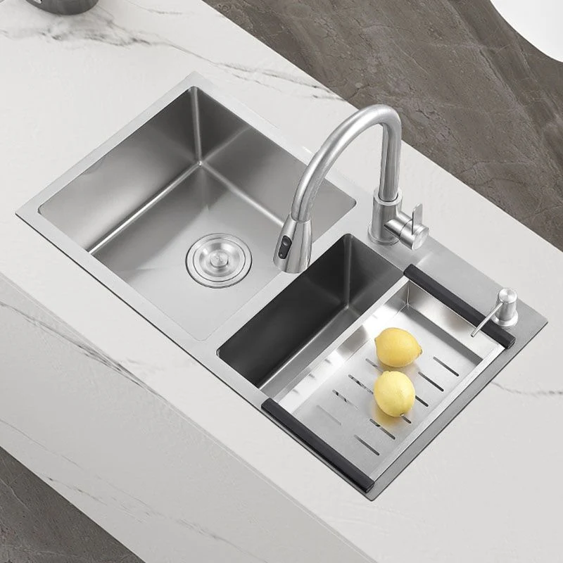 Contemporain Kitchen Sink Rectangular Stainless Sink Kitchen Pull-out Faucet 28l