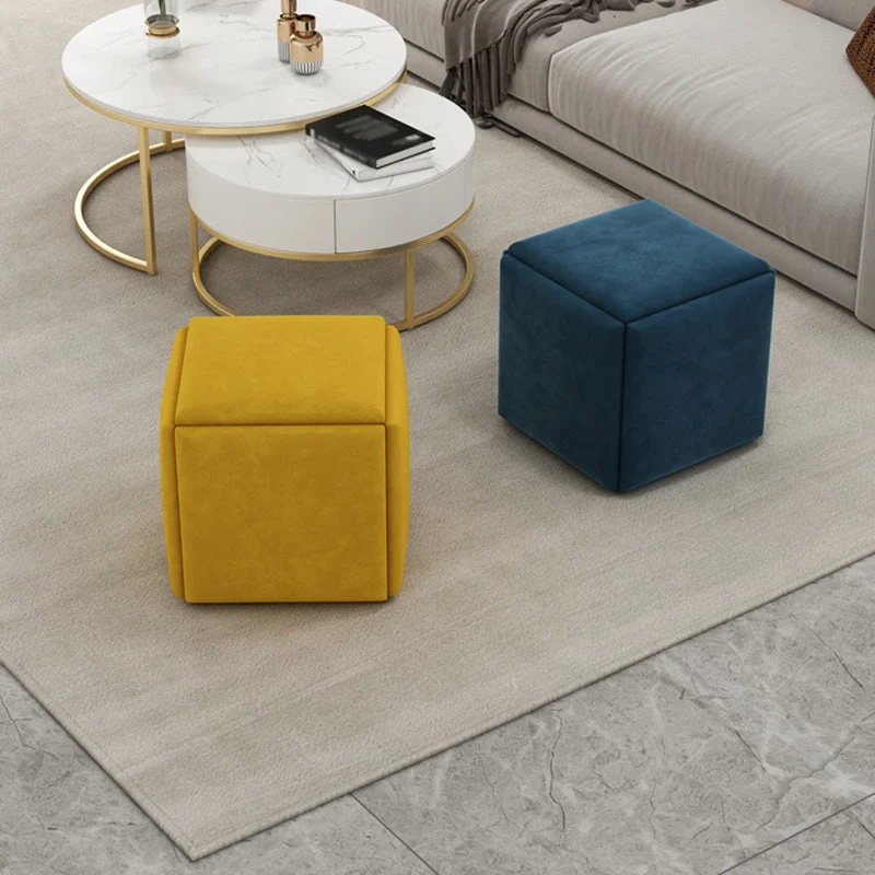 Contemporain Square Pouf Chair Plain Velvet Storage Chair Ottoman 44