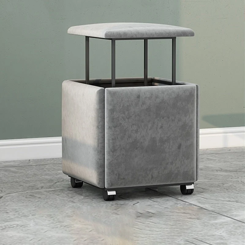 Contemporain Square Pouf Chair Plain Velvet Storage Chair Ottoman 44