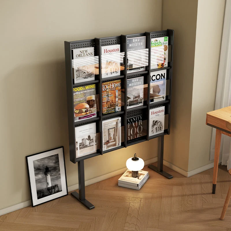 Contemporain Style Closed Back Bookshelf Standard Metal Bookcase Shelves 23l