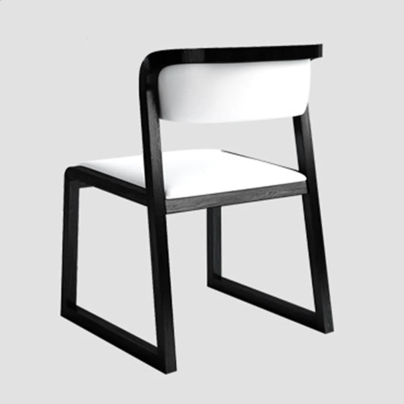 Contemporain Style Faux Leather Chair Open Back Side Chairs Wood Legs Kitchen Black