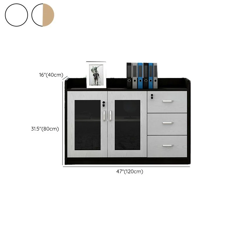 Contemporain Style File Cabinet Wooden Frame Storage Lateral File Cabinet 31l
