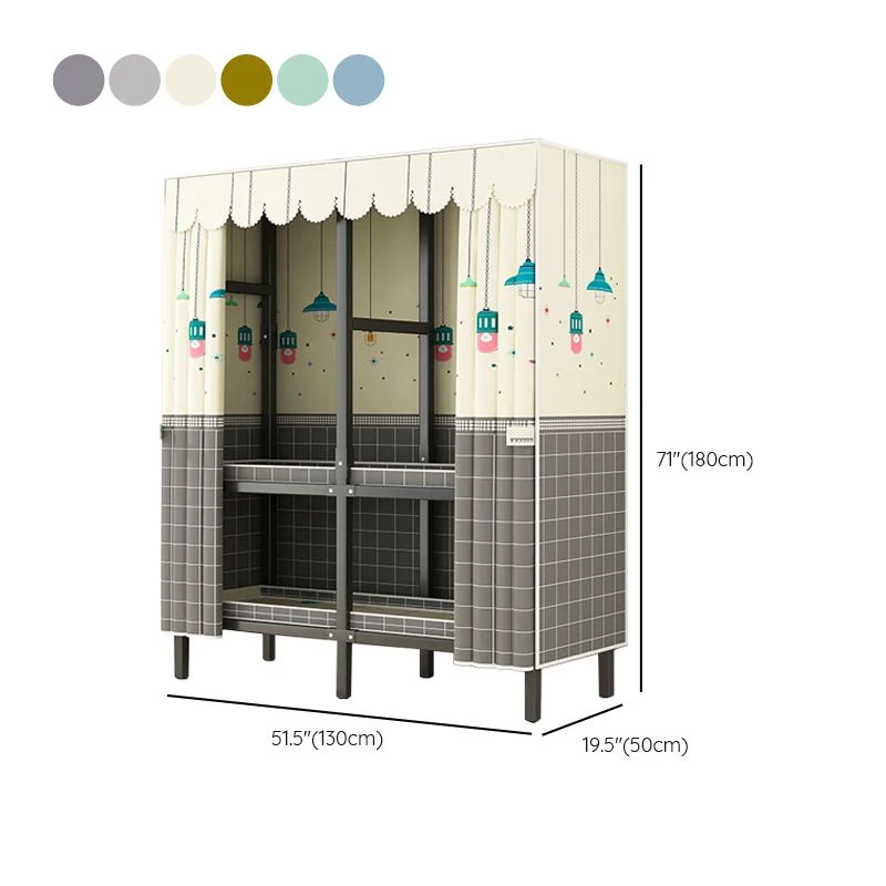Contemporain Style Freestanding Wardrobe Armoire Metal Wardrobe Shelves and Clothes Rail 39l