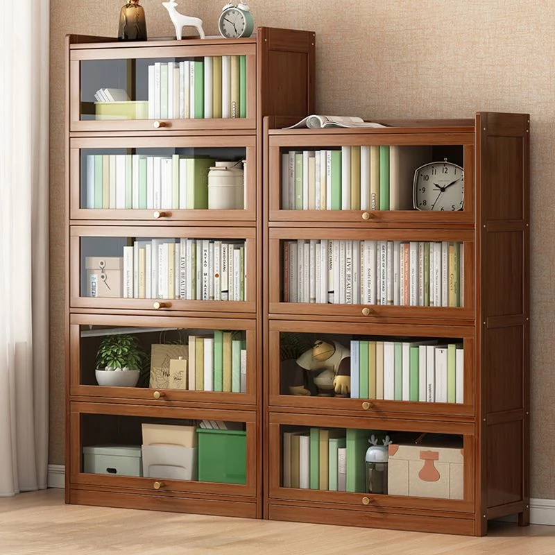 Contemporary Bamboevezel Bookcase Closed Back Bookshelf Shelves Study Room 24l