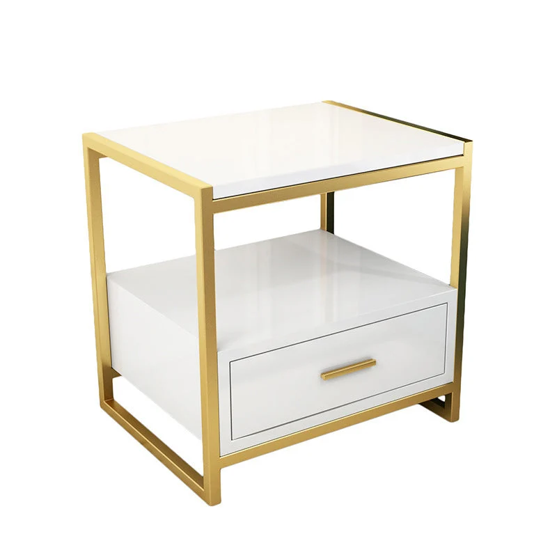Contemporary Bed Nightstand Engineered Wood Bedside Cabinet Bedroom Black
