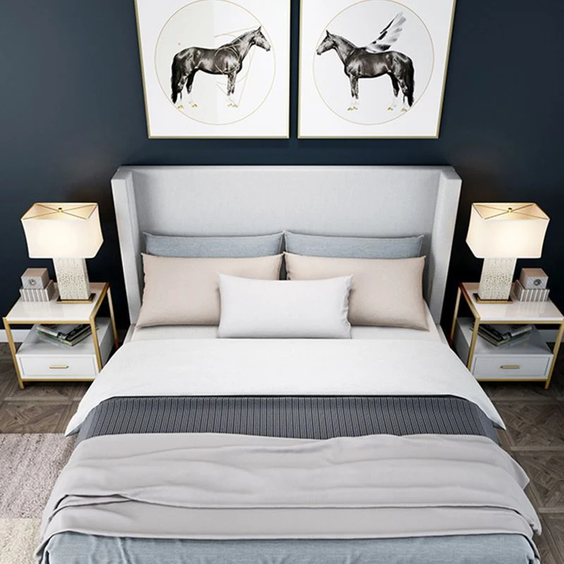 Contemporary Bed Nightstand Engineered Wood Bedside Cabinet Bedroom Black