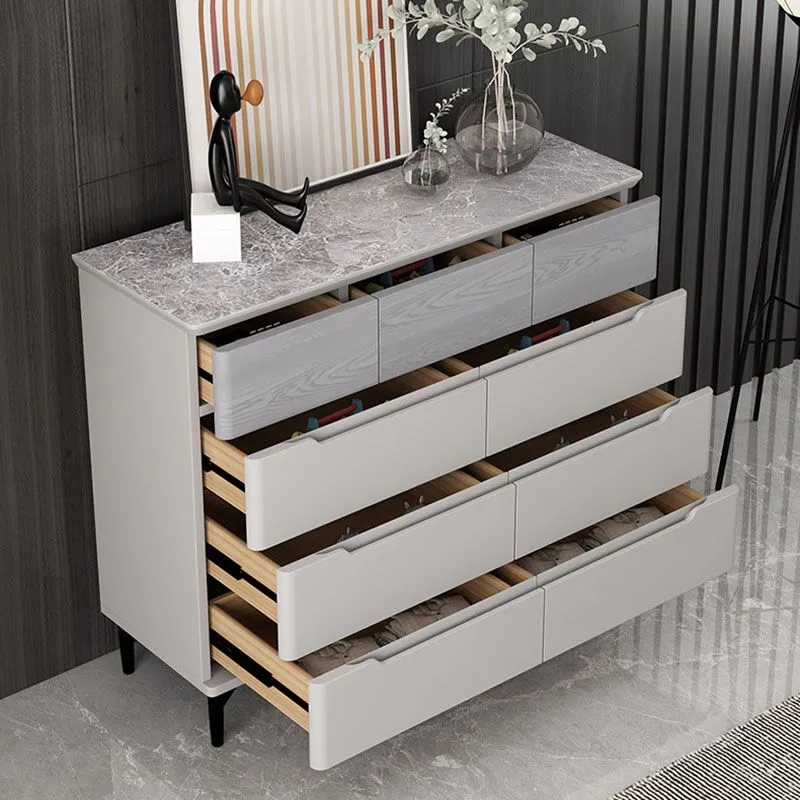 Contemporary Bedroom Chest Wooden Storage Chest Grijs Drawers