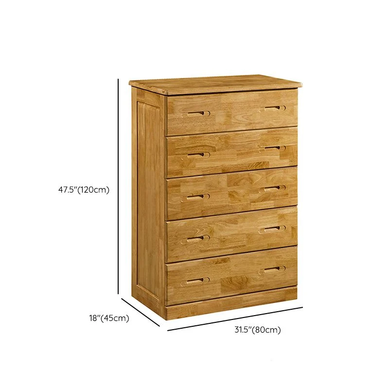 Contemporary Bedroom Storage Chest Rubberen Wood Vertical Chest Drawers