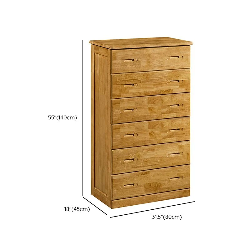 Contemporary Bedroom Storage Chest Rubberen Wood Vertical Chest Drawers