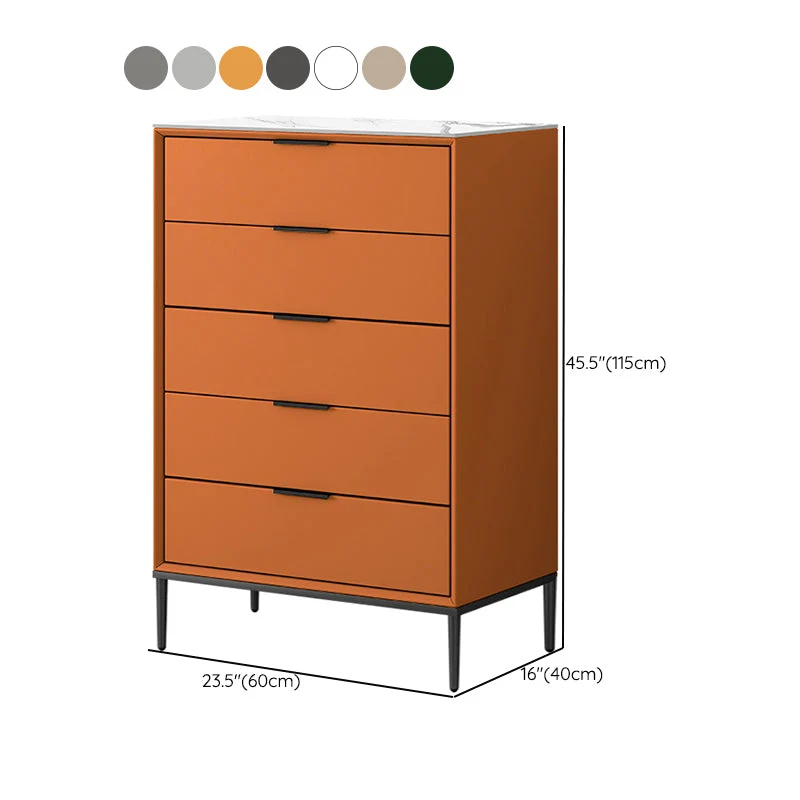 Contemporary Bedroom Storage Chest Vertical Chest Drawers Orange