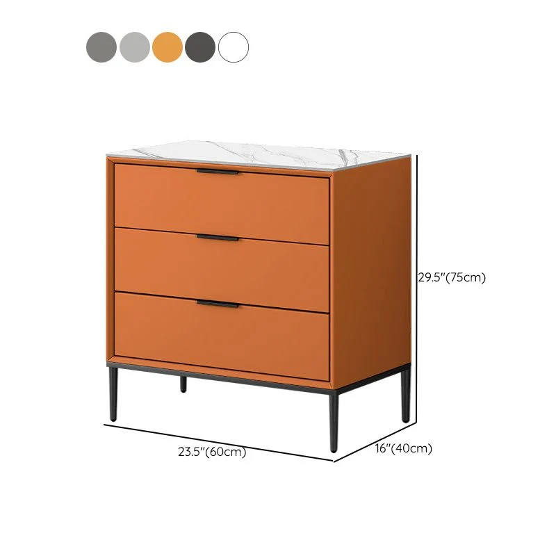 Contemporary Bedroom Storage Chest Vertical Chest Drawers Orange