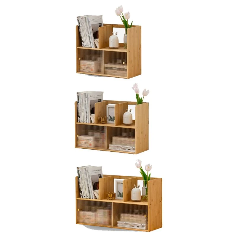 Contemporary Closed Back Bookcase Bamboehout Horizontal Bookshelf Cabinets 20l