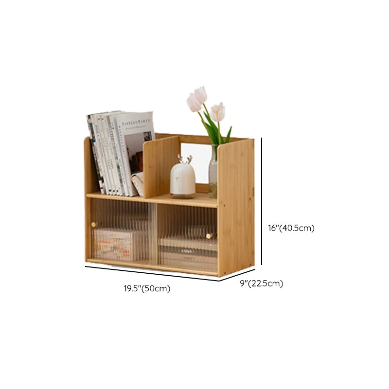 Contemporary Closed Back Bookcase Bamboehout Horizontal Bookshelf Cabinets 20l