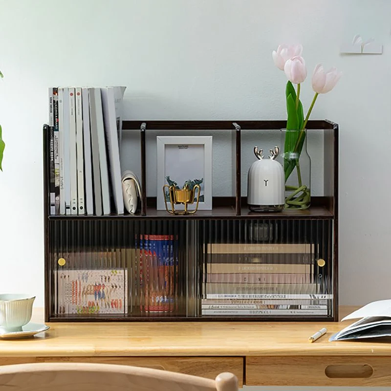 Contemporary Closed Back Bookcase Bamboehout Horizontal Bookshelf Cabinets 20l