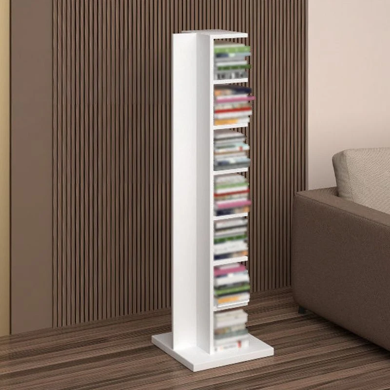 Contemporary Corner Closed Back Bookshelf Manufactured Wood Frame and Shelf White