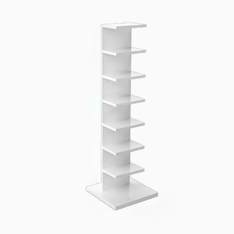 Contemporary Corner Closed Back Bookshelf Manufactured Wood Frame and Shelf White