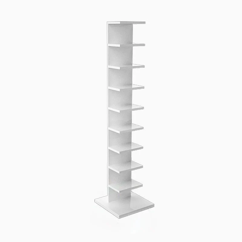 Contemporary Corner Closed Back Bookshelf Manufactured Wood Frame and Shelf White