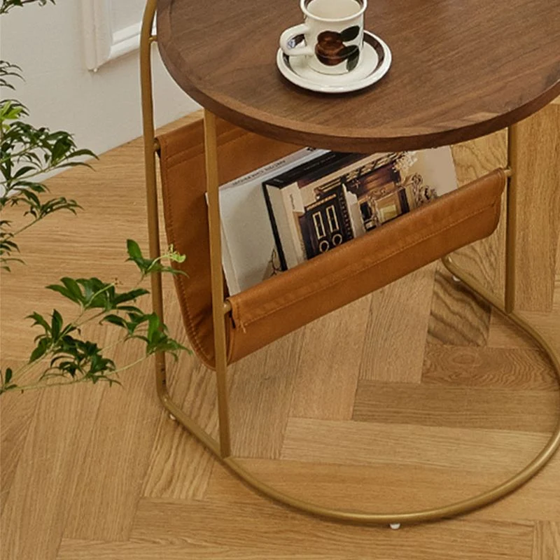 Contemporary Corner Table Round Wood Side Table Storage 19l