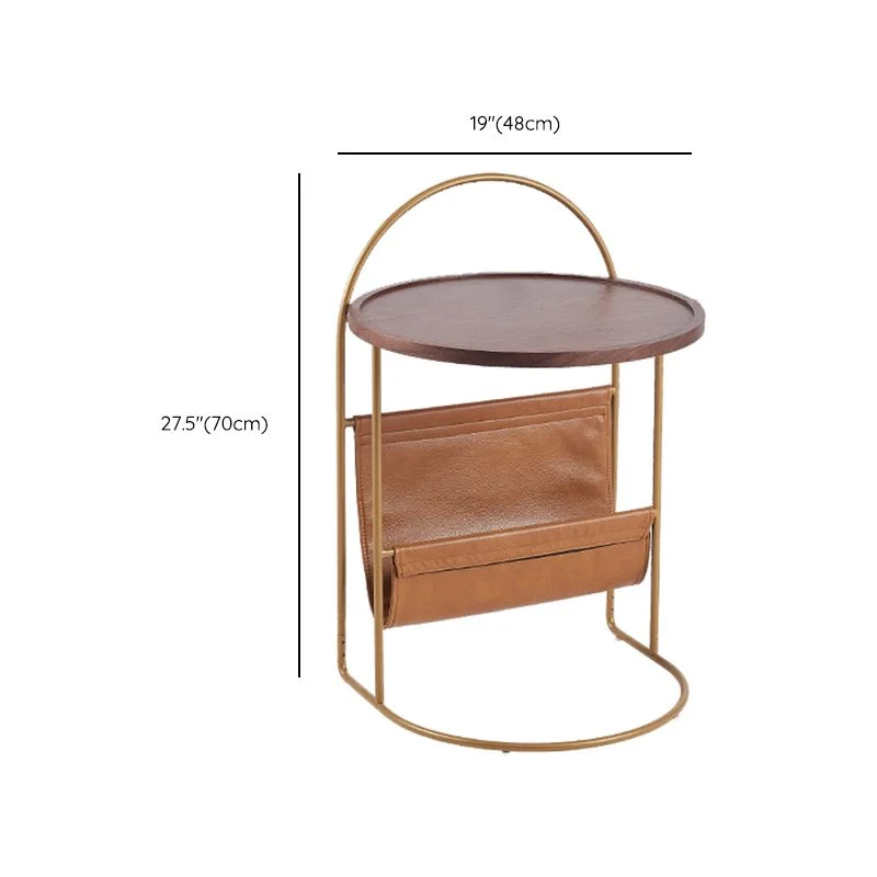Contemporary Corner Table Round Wood Side Table Storage 19l