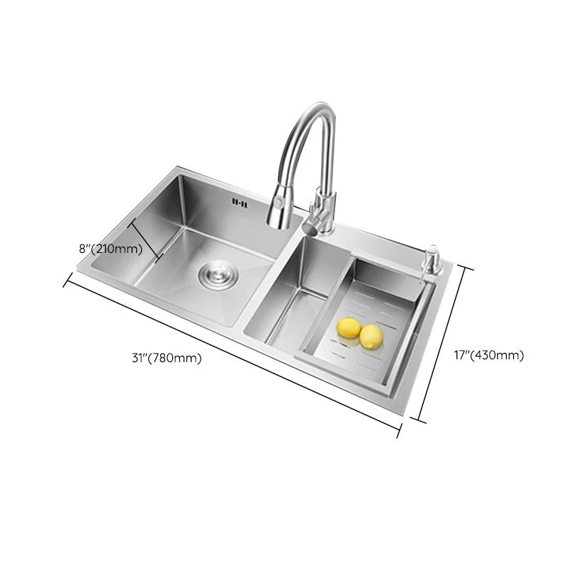 Contemporary Corrosiebestendig Steel Kitchen Sink Double Basin Sink Drain Assembly 28l