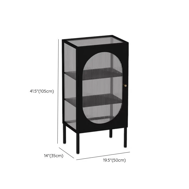 Contemporary Curio Cabinet Metaal Glass Doors Display Stand Drawers Black