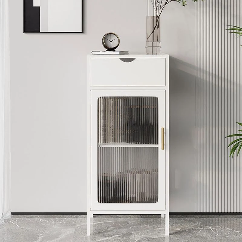 Contemporary Curio Cabinet Metaal Glass Doors Display Stand Drawers Black