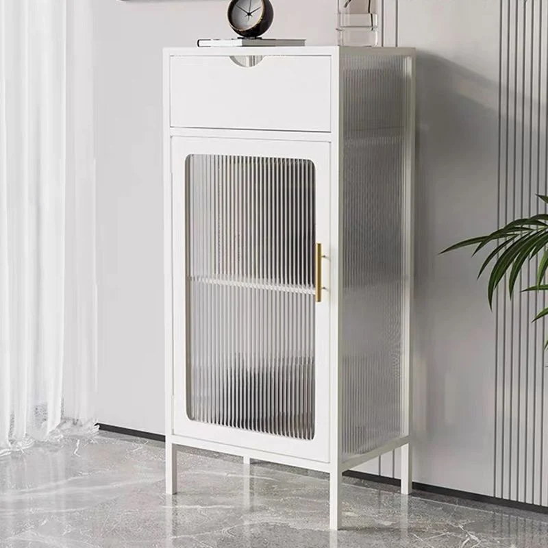 Contemporary Curio Cabinet Metaal Glass Doors Display Stand Drawers Black