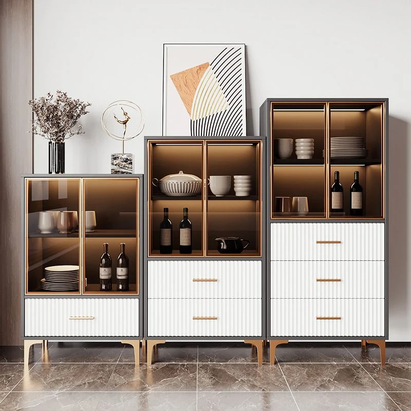 Contemporary Display Stand Faux Wood Storage Cabinet Dining Room 24l