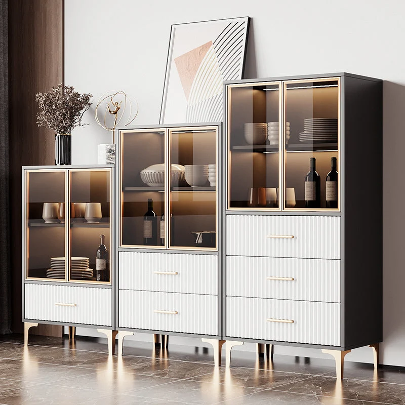 Contemporary Display Stand Faux Wood Storage Cabinet Dining Room 24l