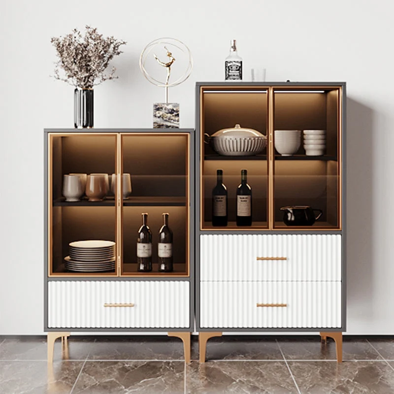 Contemporary Display Stand Faux Wood Storage Cabinet Dining Room 24l