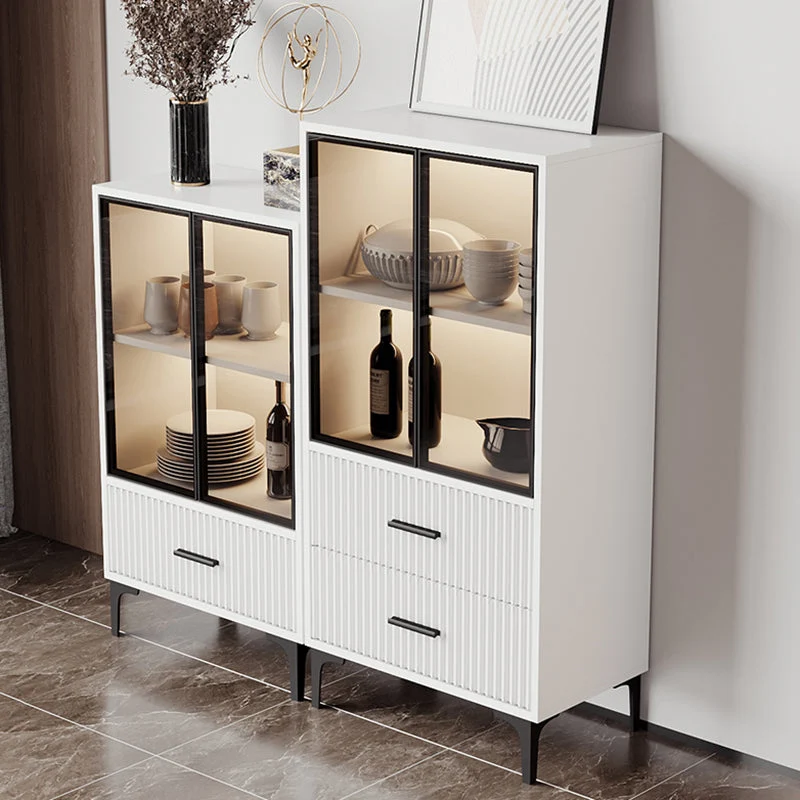 Contemporary Display Stand Faux Wood Storage Cabinet Dining Room 24l