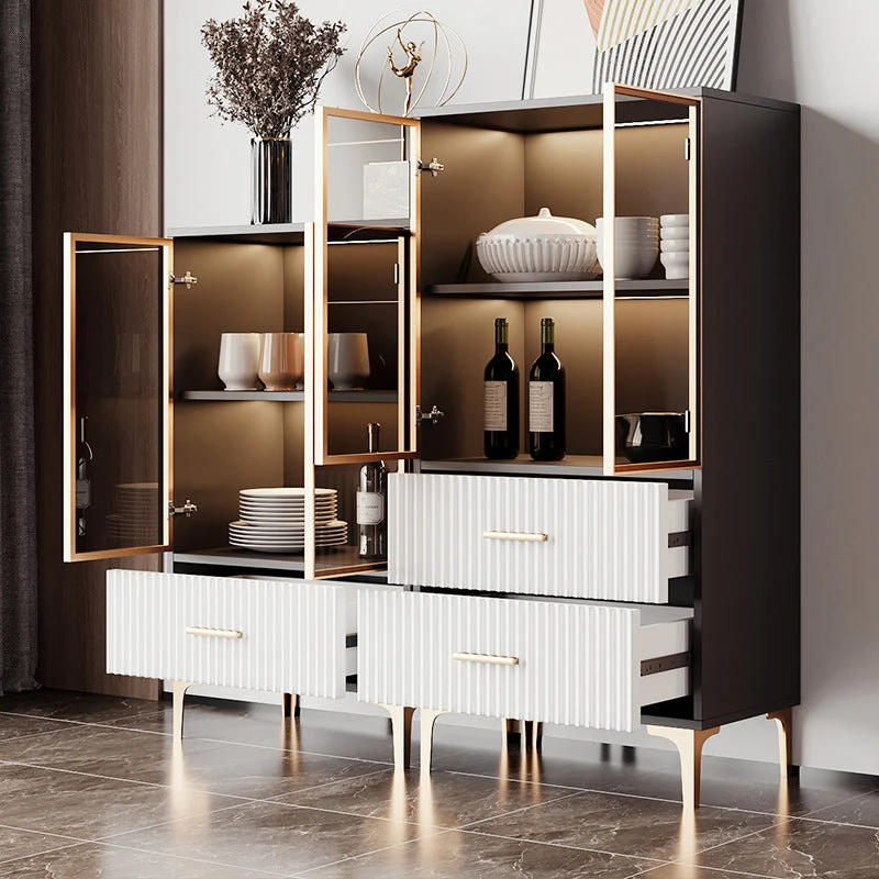 Contemporary Display Stand Faux Wood Storage Cabinet Dining Room 24l