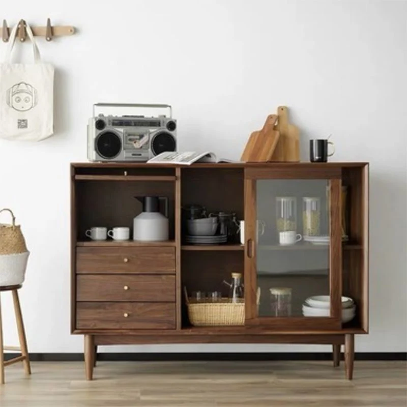 Contemporary Display Stand Pine Glazen Doors Storage Cabinet Dining Room 51l