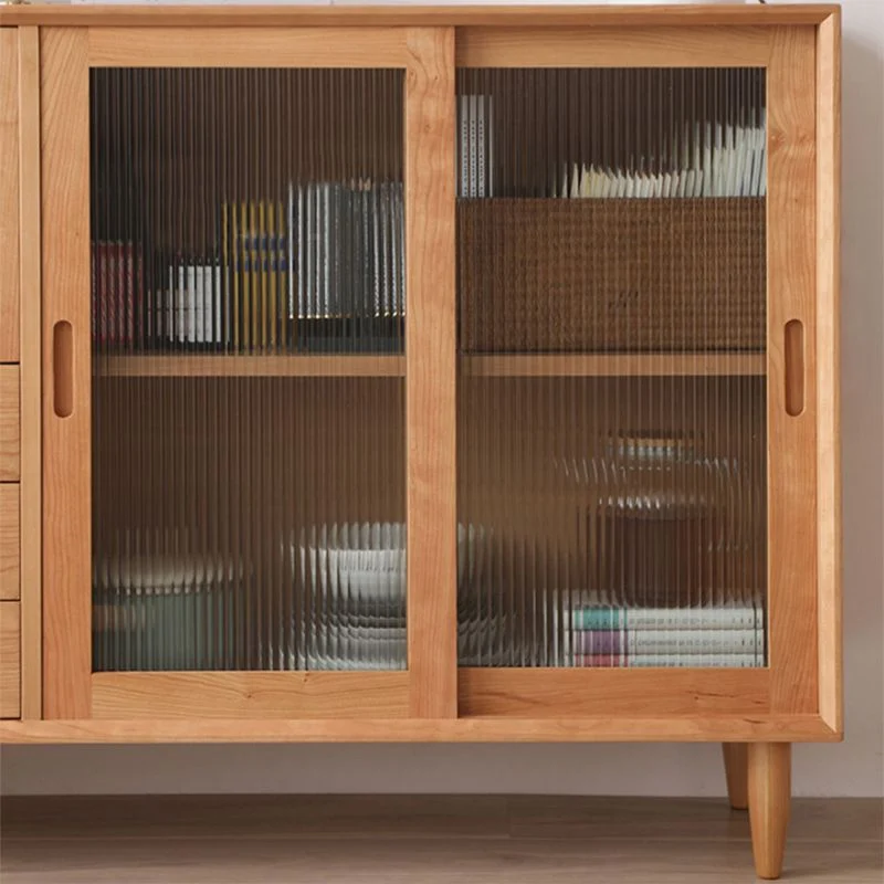 Contemporary Display Stand Pine Glazen Doors Storage Cabinet Dining Room 51l