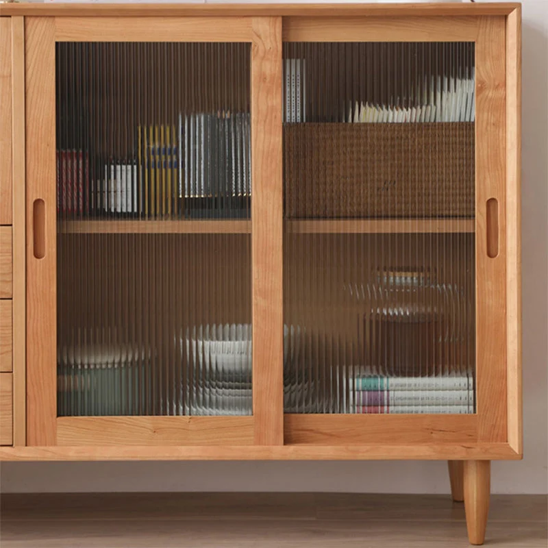 Contemporary Display Stand Pine Glazen Doors Storage Cabinet Dining Room 51l