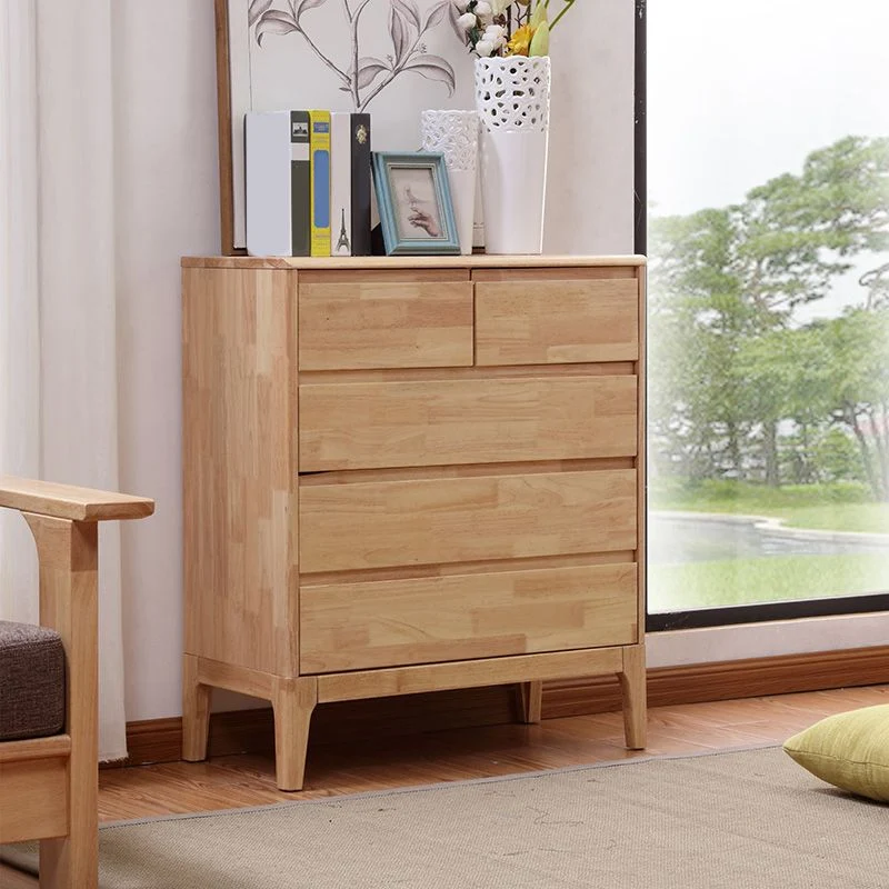 Contemporary Elastisch Wood Storage Chest Bedroom Chest Drawers Natural