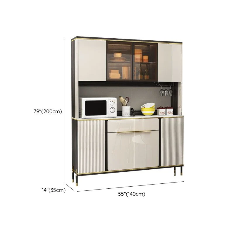 Contemporary Faux Wood Dining Hutch Glaswerk Doors Storage Cabinet Dining Room Https