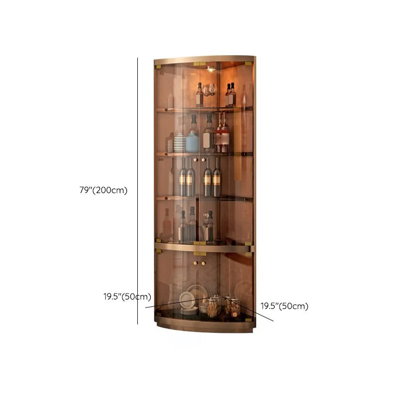 Contemporary Glass Doors Curio Cabinet Van metaal Storage Cabinet Lighting Black