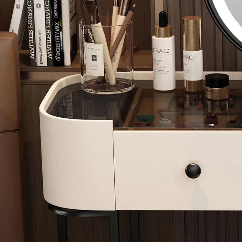 Contemporary Glass Top Make-up Vanity Drawers Houten Frame 24l