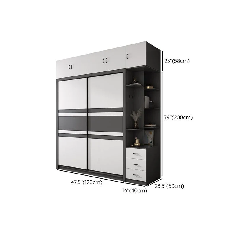Contemporary Grey and Parelmoer Storage Cabinet Bedroom Cabinet Sliding Doors 47l