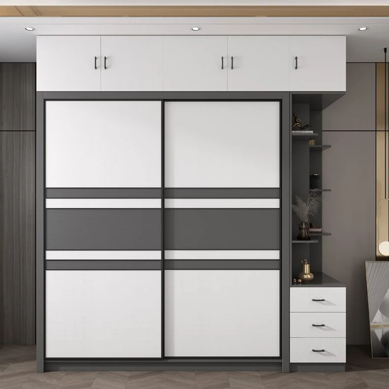 Contemporary Grey and Parelmoer Storage Cabinet Bedroom Cabinet Sliding Doors 47l